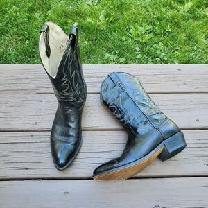 Vintage 90s y2k Black Leather Western Cowboy Motorcycle Work Vaquero Boots 9